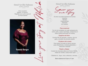 Excursiones en Cuba - Cena–Concierto de San Valentín con Vannia Borges